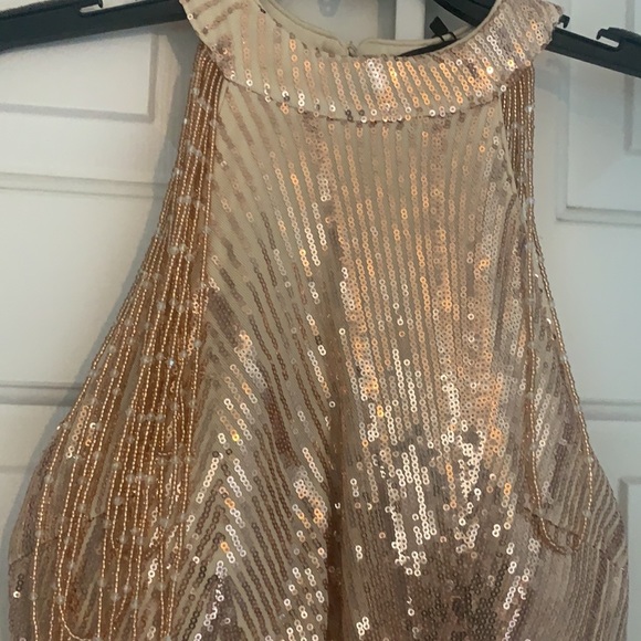 NWT HOMECOMING/ PROM/ DRESS sequins rose gold/ pink formal gown - Picture 3 of 8